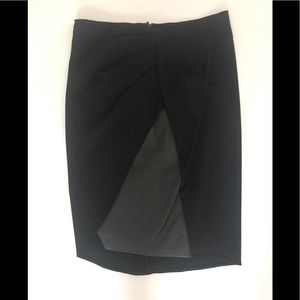 Halston layered-front high-waisted black skirt XS